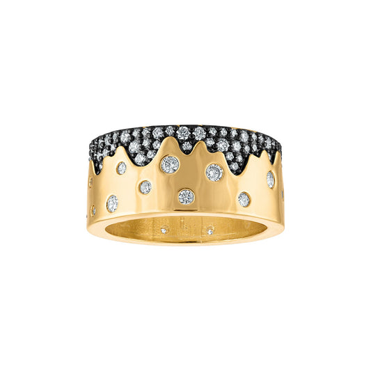 Scattered Pave Band Ring in Black Rhodium