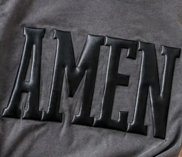 Black Metallic Amen Graphic Pullover - FINAL SALE