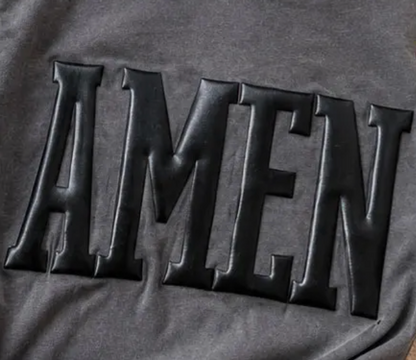 Black Metallic Amen Graphic Pullover - FINAL SALE