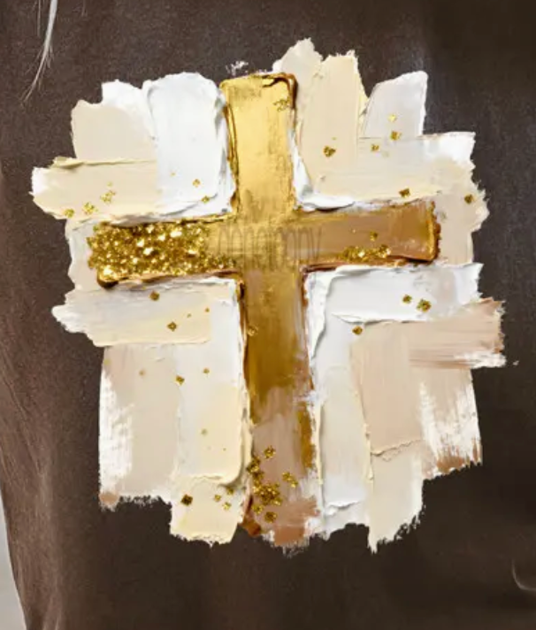 Painted Gold Cross Graphic Tee - FINAL SALE