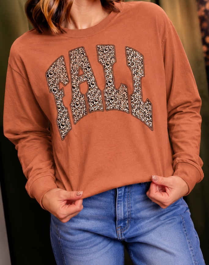 Cheetah Fall Graphic Long Sleeve Tee - FINAL SALE