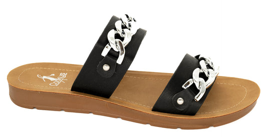 Corky's Black Seeing Double Sandals