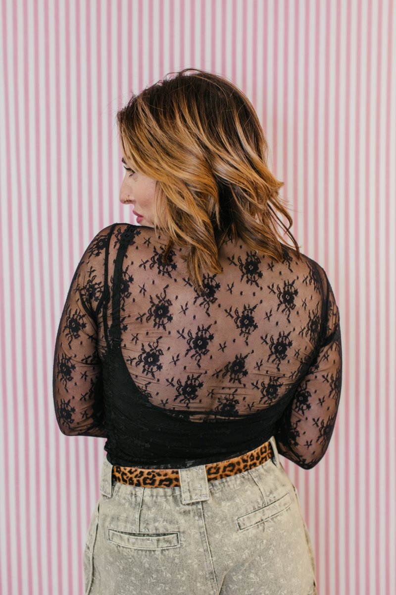 After Dark Lace Top In Black - Macoma Boutique120 Long Sleeve