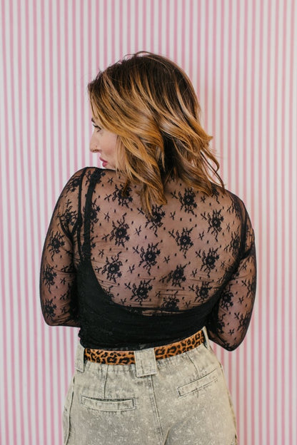 After Dark Lace Top In Black - Macoma Boutique120 Long Sleeve