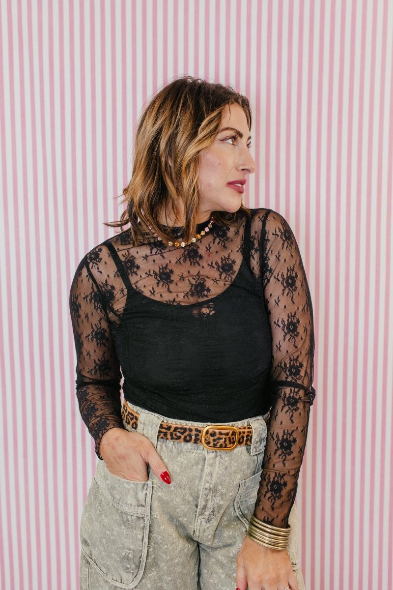 After Dark Lace Top In Black - Macoma Boutique120 Long Sleeve