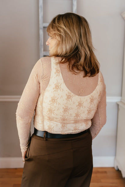After Dark Lace Top In Nude - Macoma Boutique120 Long Sleeve