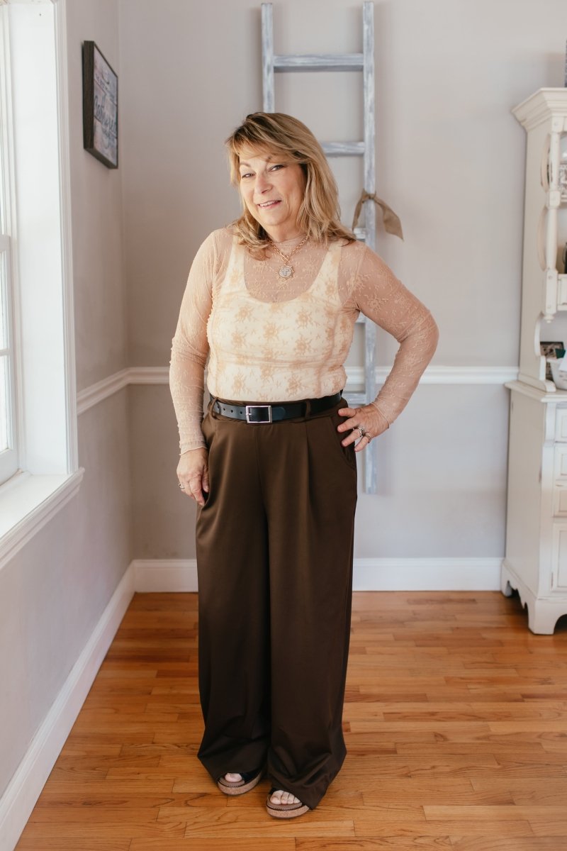 After Dark Lace Top In Nude - Macoma Boutique120 Long Sleeve