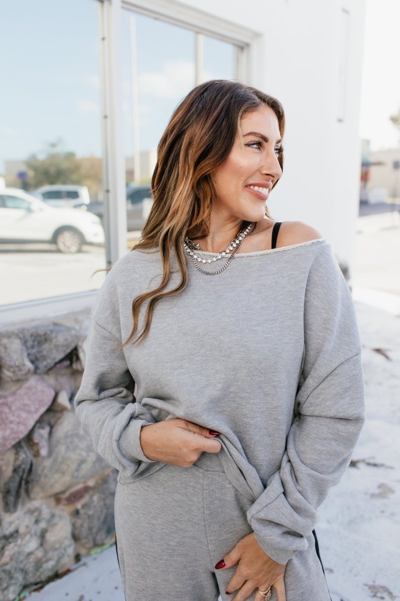 Airplane Mode On Crewneck In Grey - Reg & Curvy