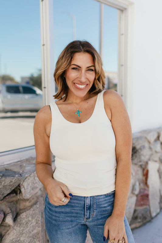 All In One Reversible Tank In Ivory - Reg & Curvy - Macoma Boutique110 Tanks