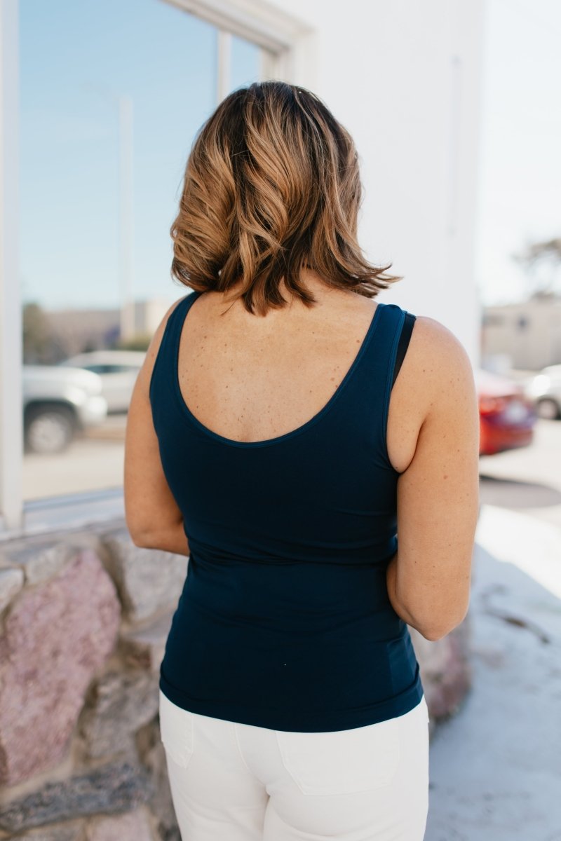 All In One Reversible Tank In Navy - Reg & Curvy - Macoma Boutique110 Tanks