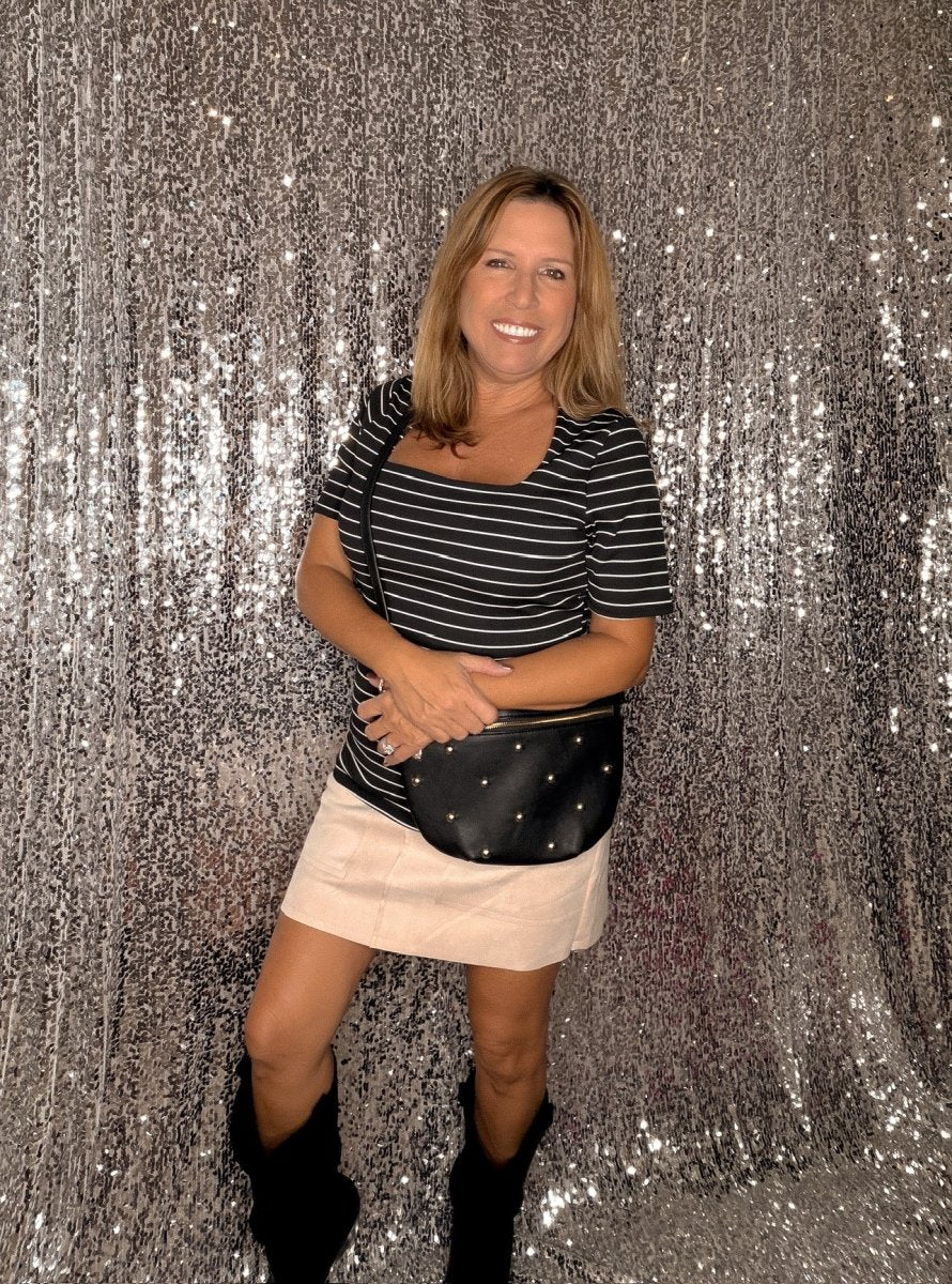 All Together Top In Black/white Stripes - Reg & Curvy - Macoma Boutique100 Short Sleeve