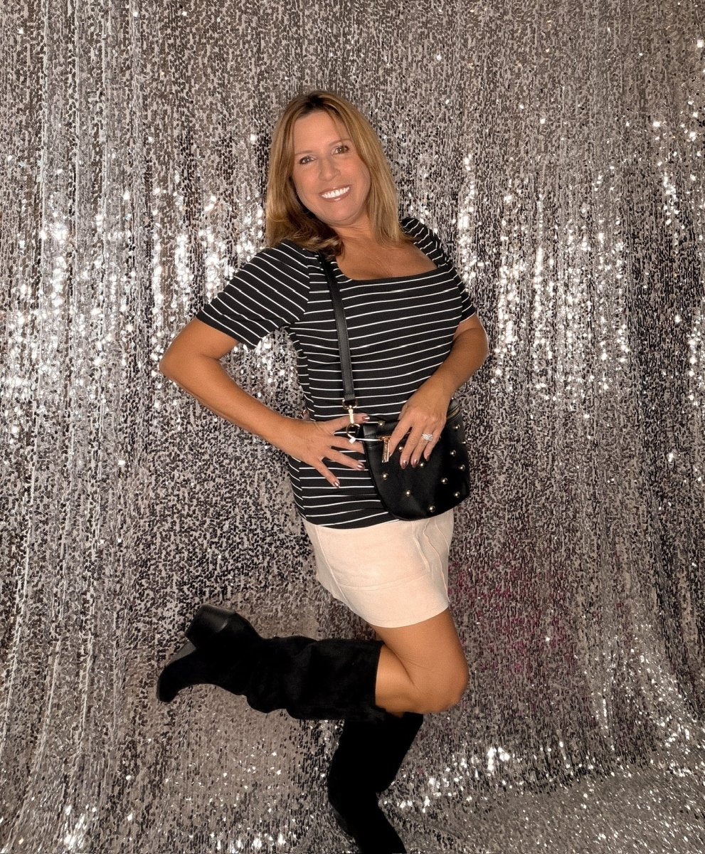 All Together Top In Black/white Stripes - Reg & Curvy - Macoma Boutique100 Short Sleeve
