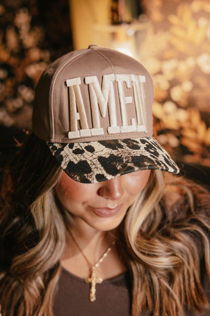 Amen Leopard Patch Graphic Trucker Hat - FINAL SALE - Macoma Boutique555 Presales