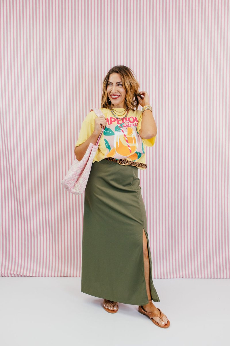 Power Play Skirt In Olive - Reg & Curvy – Macoma Boutique