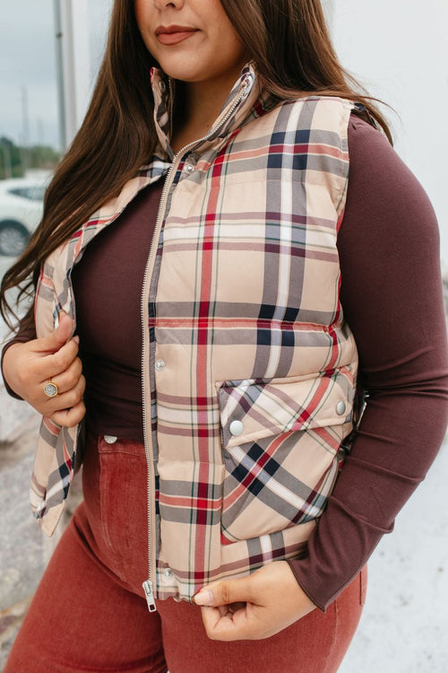 Autumn Stroll Plaid Vest - Macoma Boutique230 Outerwear