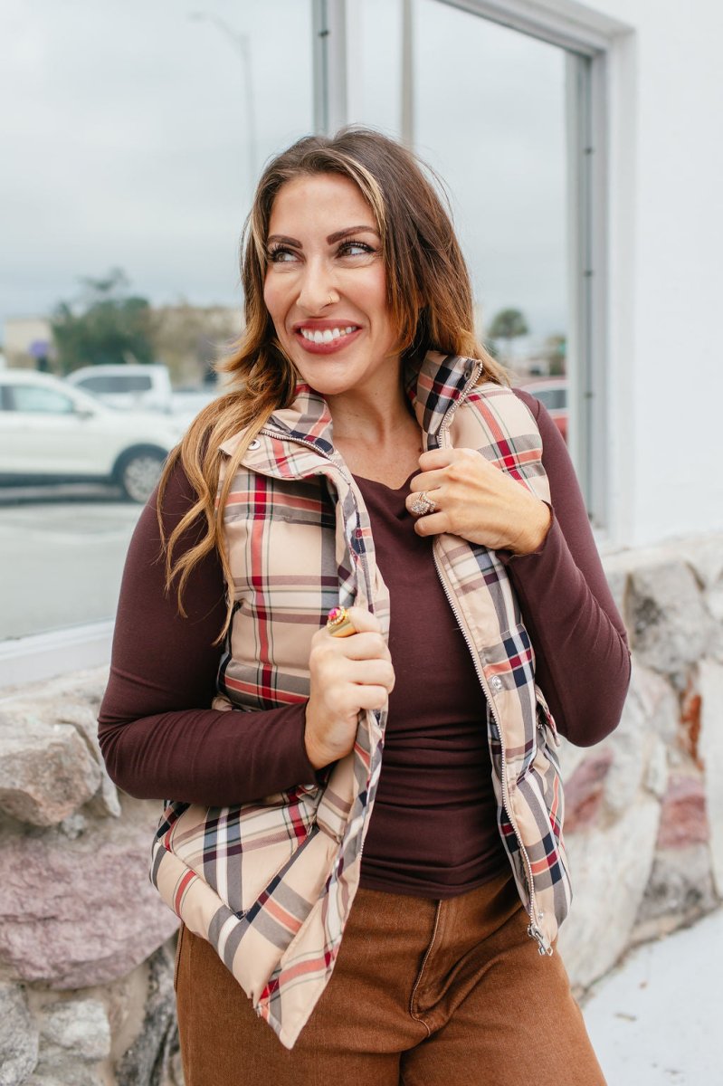 Autumn Stroll Plaid Vest - Macoma Boutique230 Outerwear