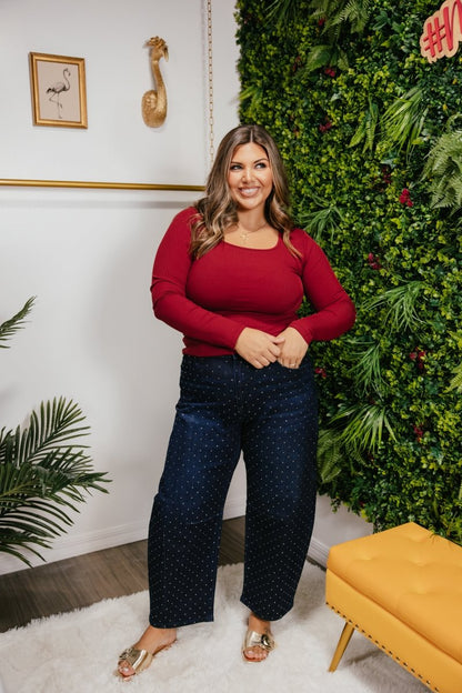Back To Basics Top In Maroon - Reg & Curvy - Macoma Boutique120 Long Sleeve