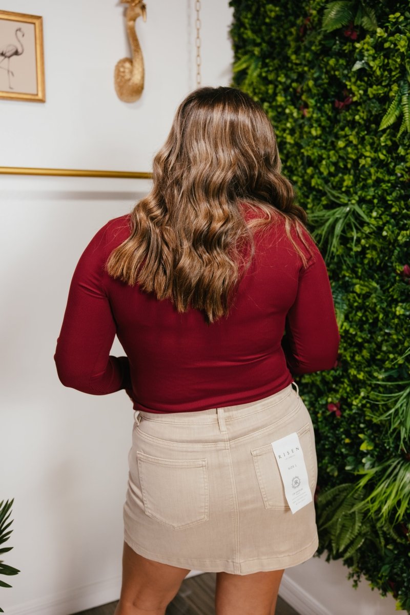 Back To Basics Top In Maroon - Reg & Curvy - Macoma Boutique120 Long Sleeve