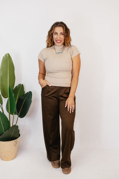 Back To The Basics Khaki Top - Macoma Boutique100 Short Sleeve