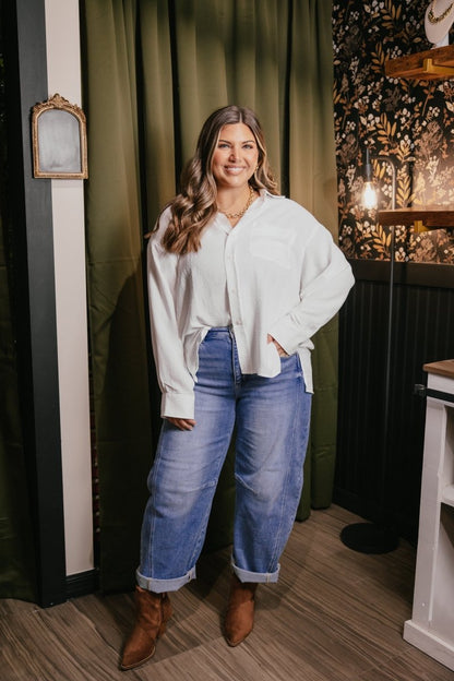 Barefoot Button Down Top - Macoma Boutique120 Long Sleeve