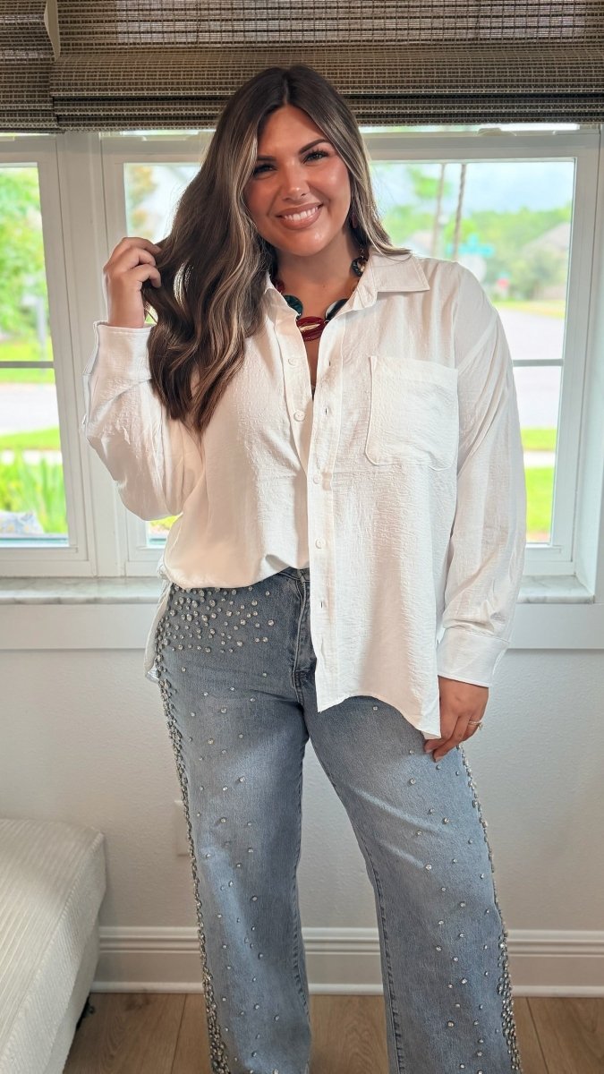Barefoot Button Down Top - Macoma Boutique120 Long Sleeve