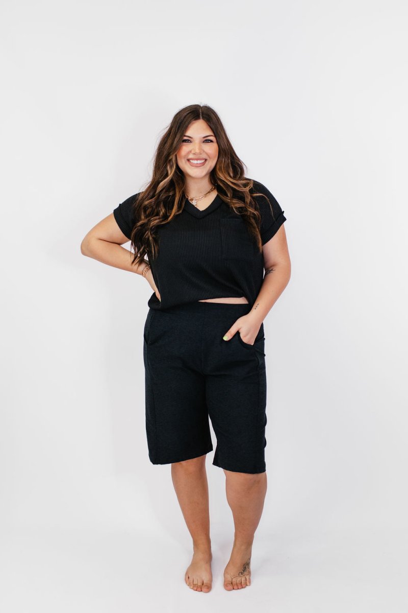Barrel Shorts in Black - Reg/Curvy - FINAL SALE - Macoma Boutique180 Shorts