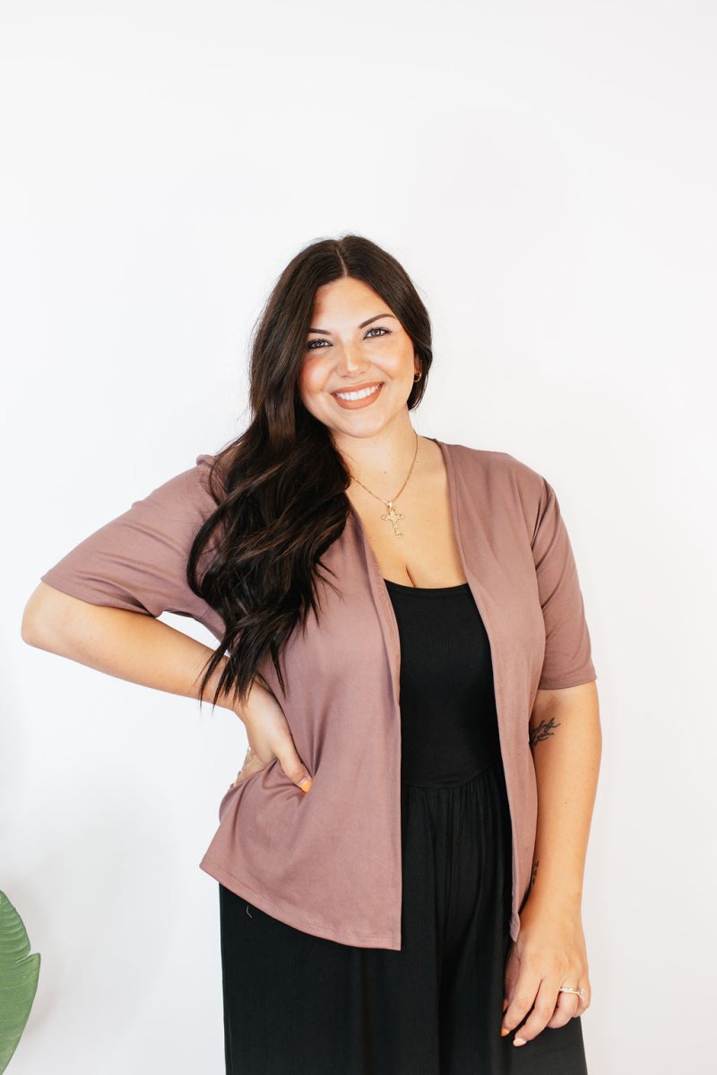 Basic Cardigan in Brown - Reg/Curvy - Macoma Boutique220 Cardigans/Kimonos