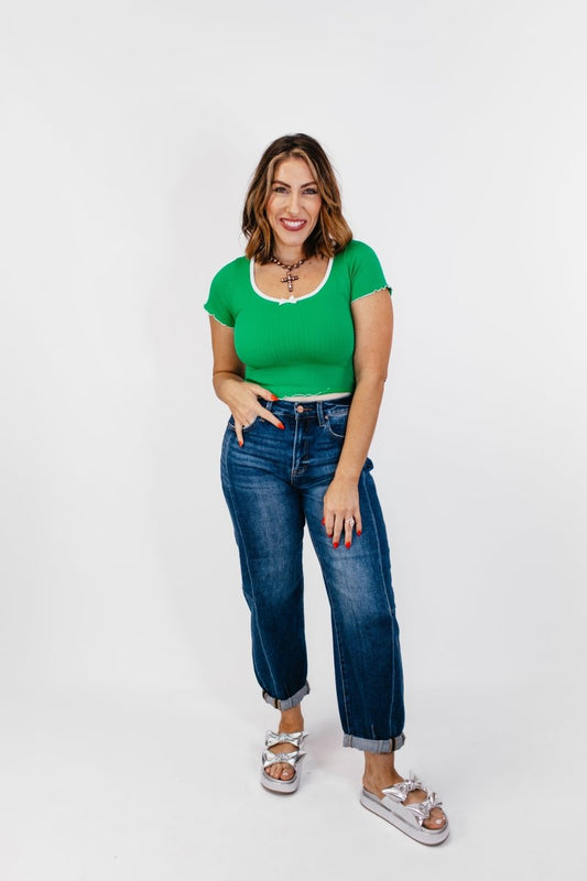 Be Glad In It Top in Green - FINAL SALE - Macoma Boutique100 Short Sleeve