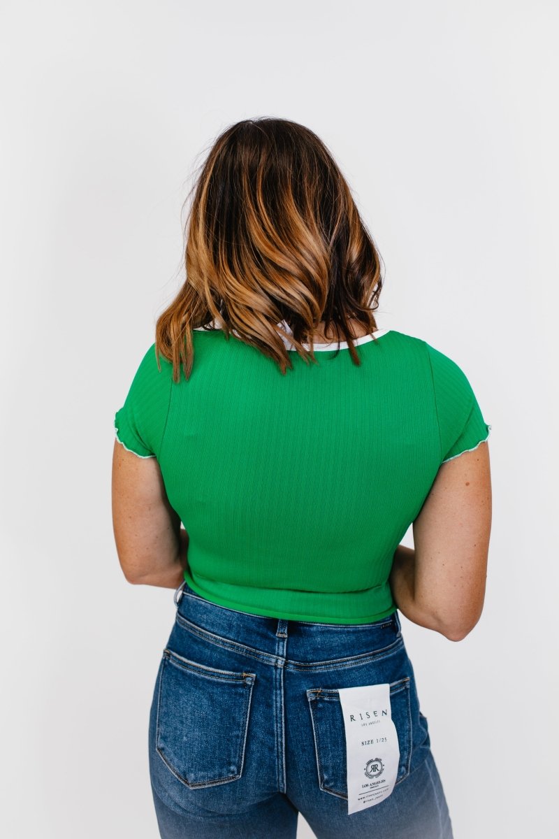 Be Glad In It Top in Green - FINAL SALE - Macoma Boutique100 Short Sleeve