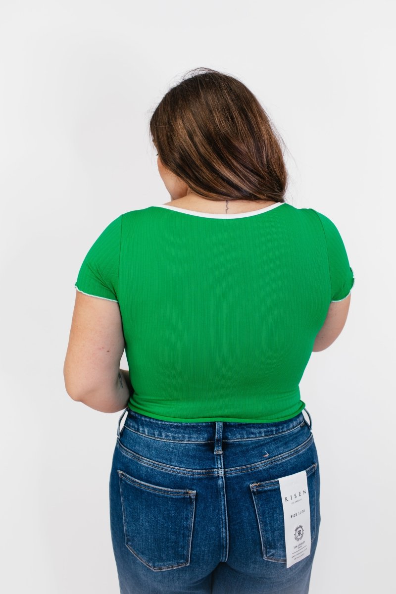 Be Glad In It Top in Green - FINAL SALE - Macoma Boutique100 Short Sleeve