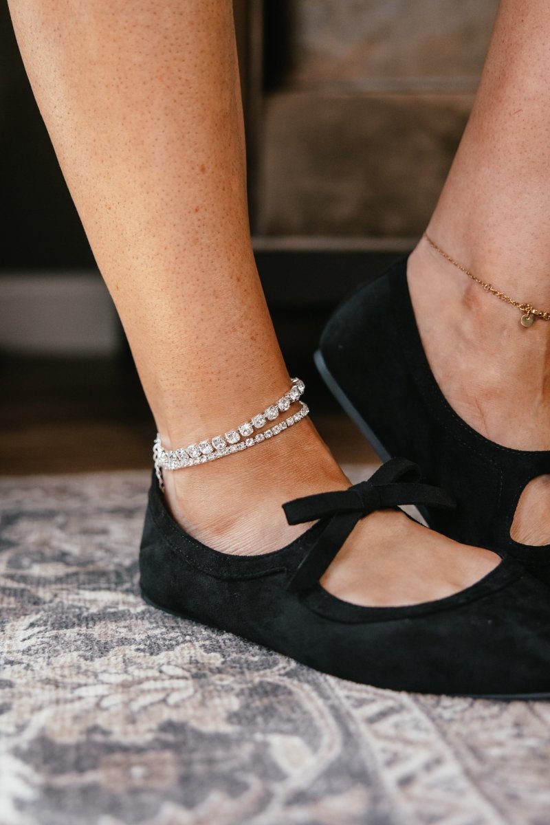 Be Mine Stretch Anklet In Silver With Crystals - Macoma Boutique315 Jewelry