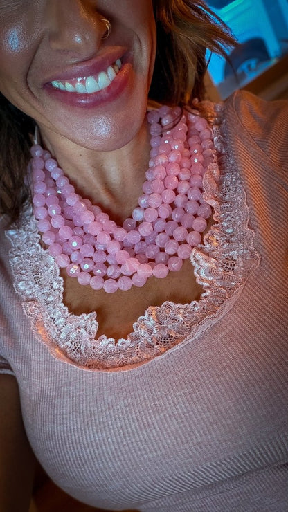 Beaded Necklace In Light Pink - Macoma Boutique310 Accessories/Jewelry