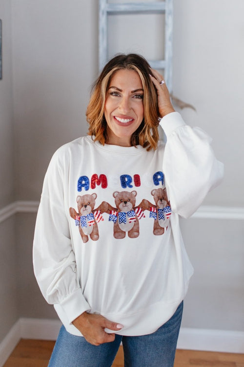 Beary American Sweatshirt - FINAL SALE - Macoma Boutique120 Long Sleeve