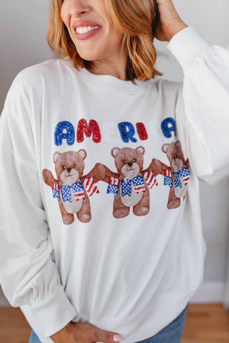 Beary American Sweatshirt - FINAL SALE - Macoma Boutique120 Long Sleeve