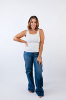 Bella Square Neck Tank Top in White - Reg/Curvy - FINAL SALE - Macoma Boutique110 Tanks