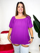 Belle Bloom Top in Magenta Purple - Reg/Curvy - FINAL SALE - Macoma Boutique100 Short Sleeve