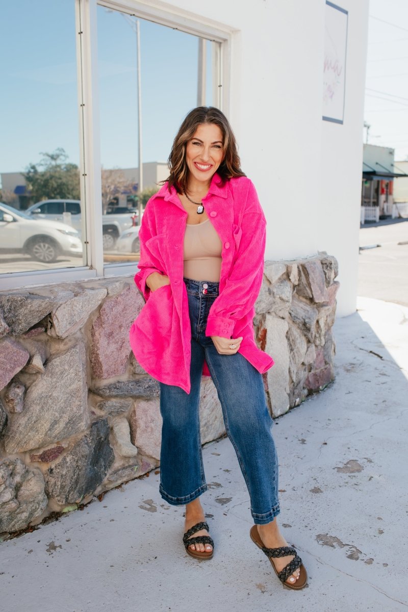 BLACK FRIDAY DEAL: Bright Side Corduroy Top In Beetroot - Macoma Boutique240 Jackets/Blazers