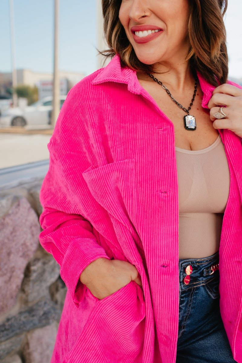 BLACK FRIDAY DEAL: Bright Side Corduroy Top In Beetroot - Macoma Boutique240 Jackets/Blazers