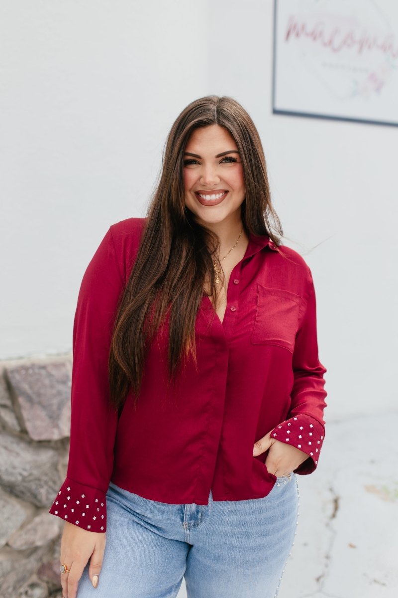BLACK FRIDAY DEAL: Chic Essence Top In Wine - Macoma Boutique120 Long Sleeve