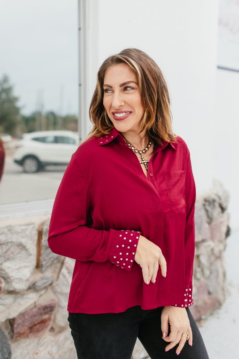 BLACK FRIDAY DEAL: Chic Essence Top In Wine - Macoma Boutique120 Long Sleeve