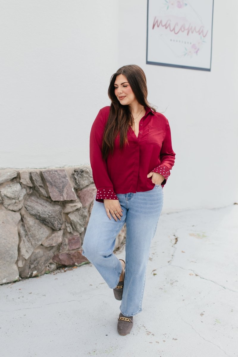 BLACK FRIDAY DEAL: Chic Essence Top In Wine - Macoma Boutique120 Long Sleeve