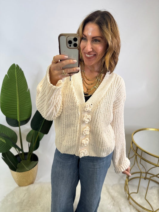 BLACK FRIDAY DEAL: Chunky & Cozy Cardigan In Powder Cream - Macoma Boutique220 Cardigans/Kimonos
