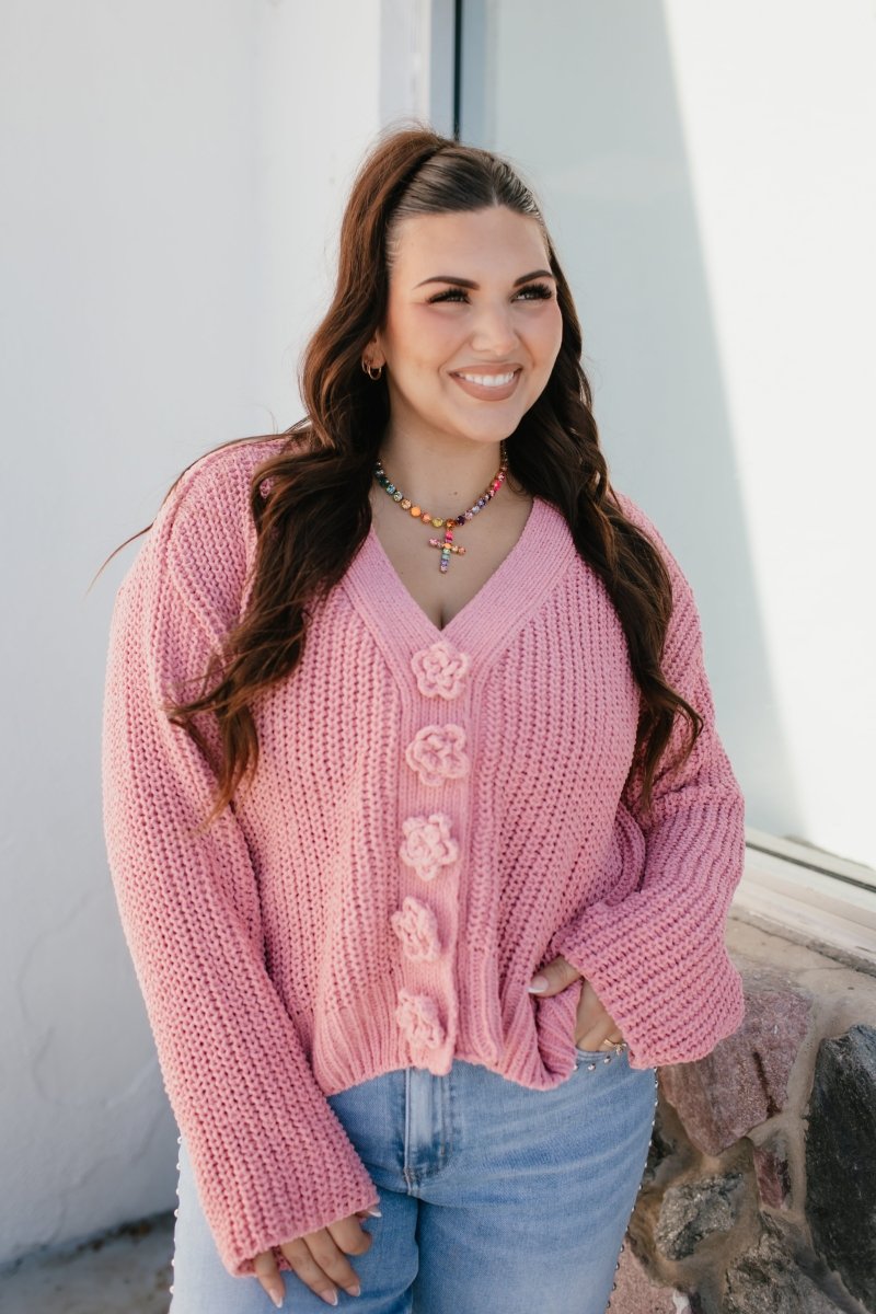 BLACK FRIDAY DEAL: Chunky & Cozy Cardigan In Rose Pink - Macoma Boutique220 Cardigans/Kimonos