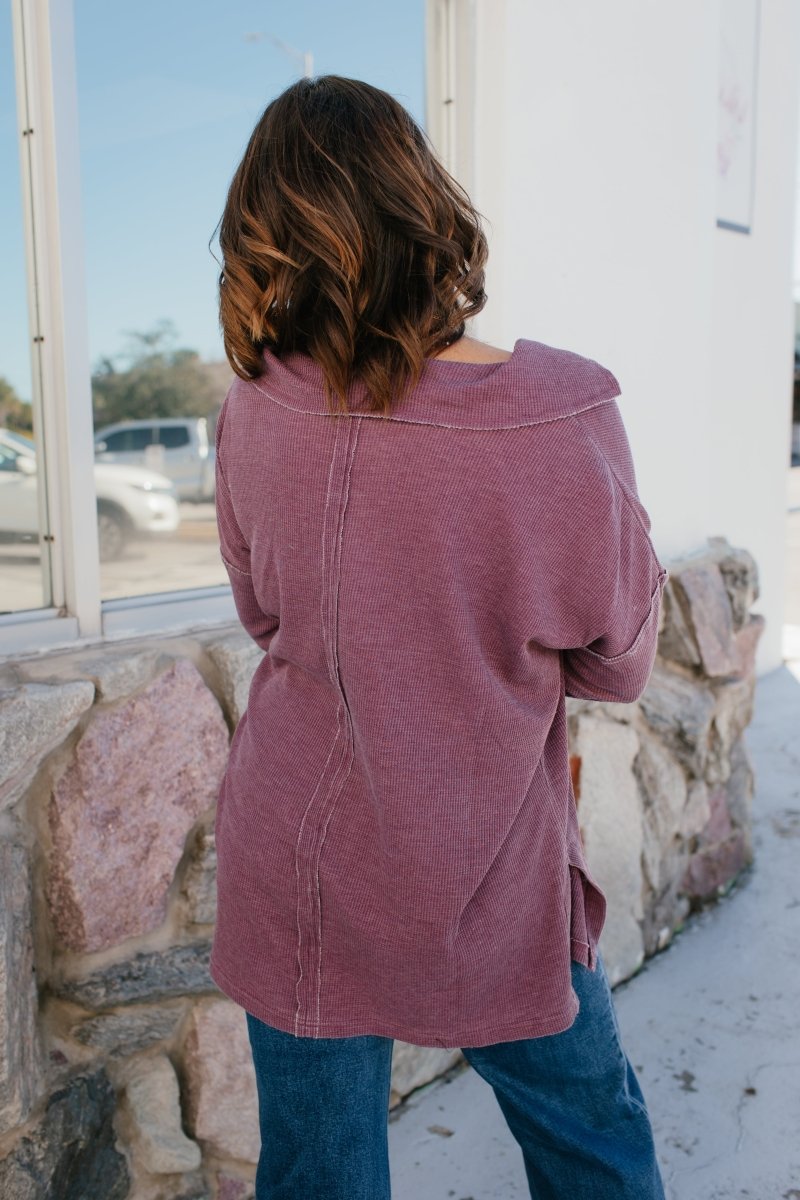BLACK FRIDAY DEAL: Cozy On The Go Top In Dark Plum - Macoma Boutique120 Long Sleeve