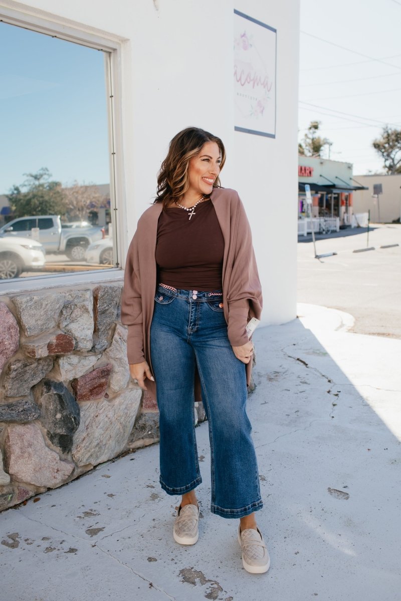 BLACK FRIDAY DEAL: Jetsetter Cardigan In Deep Taupe - Macoma Boutique230 Outerwear