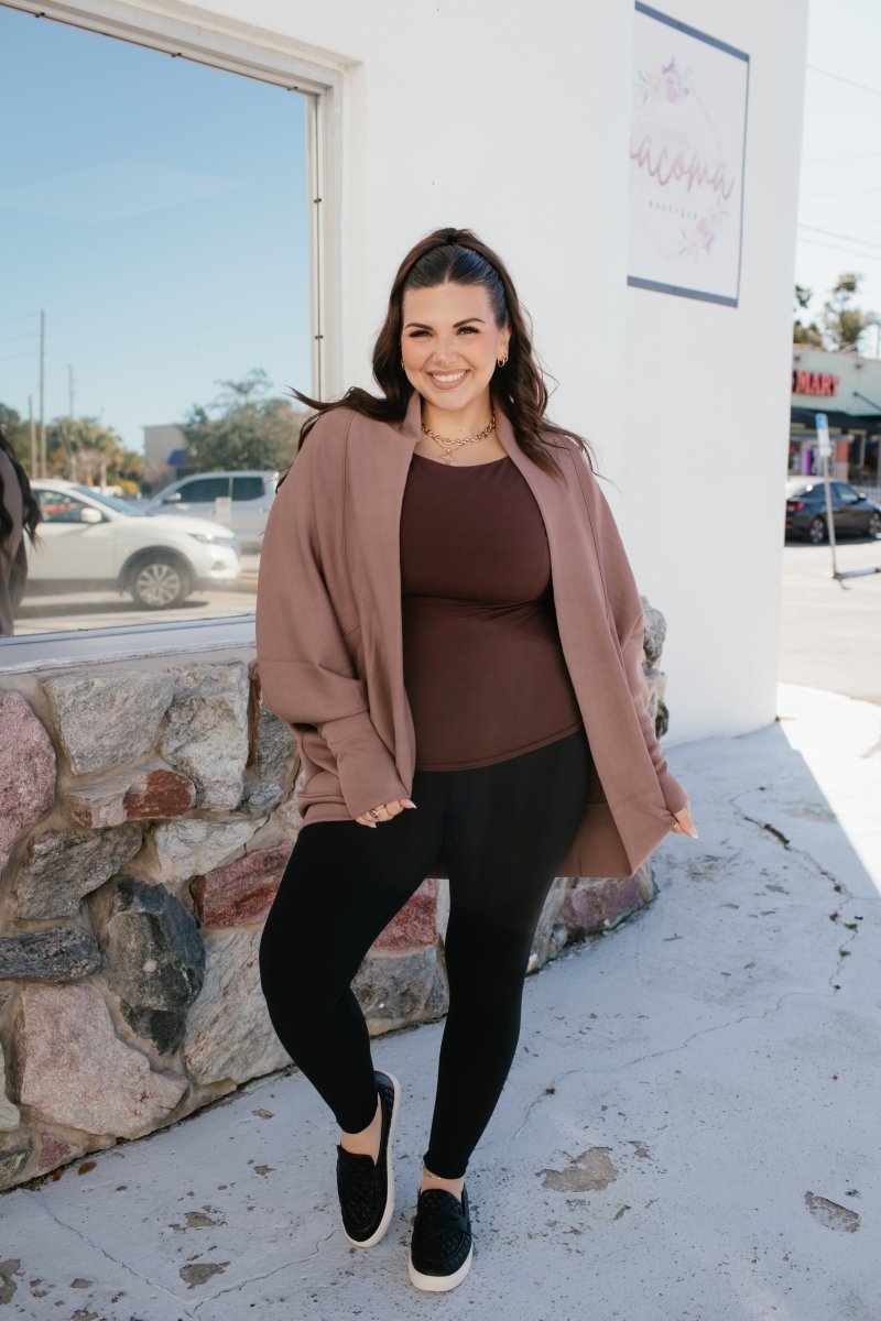 BLACK FRIDAY DEAL: Jetsetter Cardigan In Deep Taupe - Macoma Boutique230 Outerwear