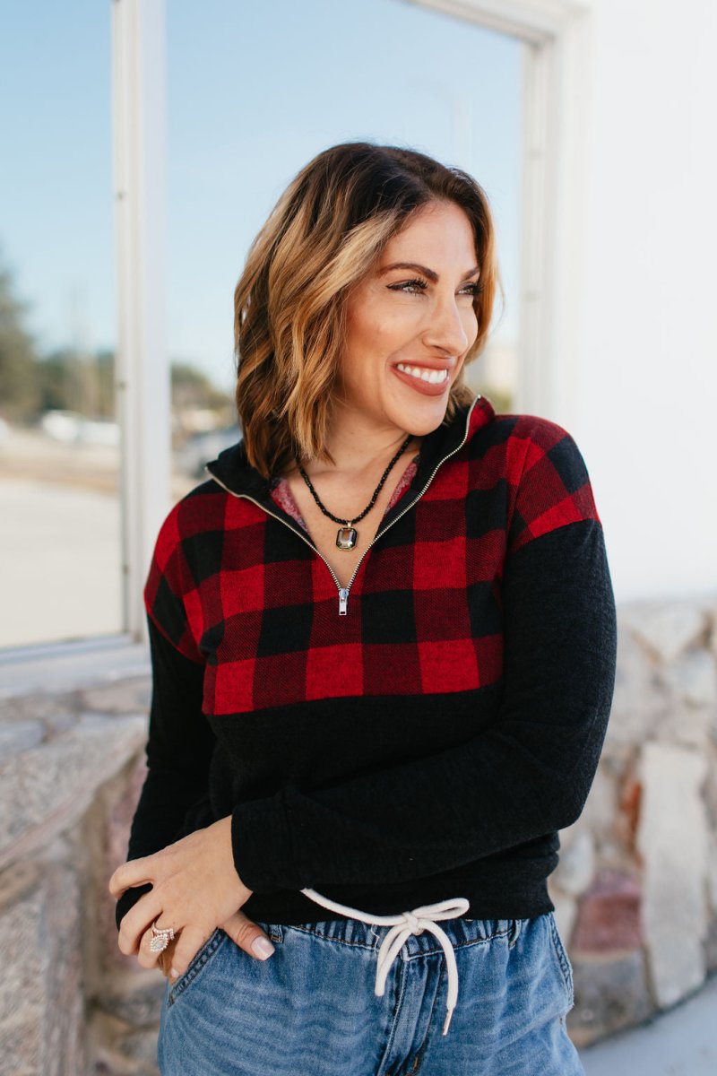 BLACK FRIDAY DEAL: Plaid About You Half Zip Jacket
