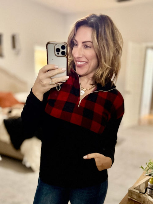 BLACK FRIDAY DEAL: Plaid About You Half Zip Jacket - Macoma Boutique240 Jackets/Blazers