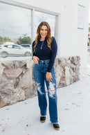 Black Friday Deal: Sleek Fit bodysuit In Navy - Macoma Boutique120 Long Sleeve