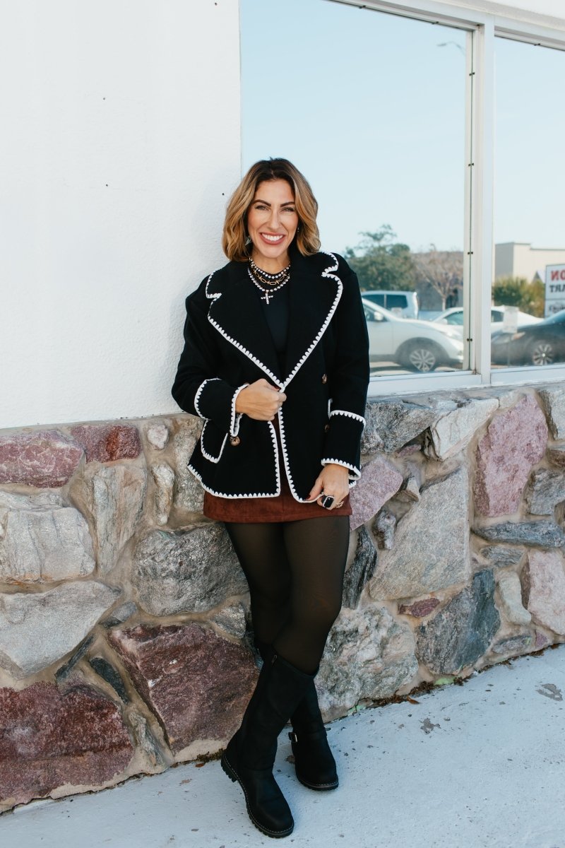 BLACK FRIDAY DEAL: Stitched In Style Jacket In Black And Cream